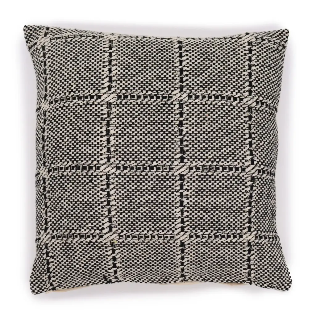 Classic Cushion Cover – Squares Grey – 40x40cm | www.artisangoods.co.uk