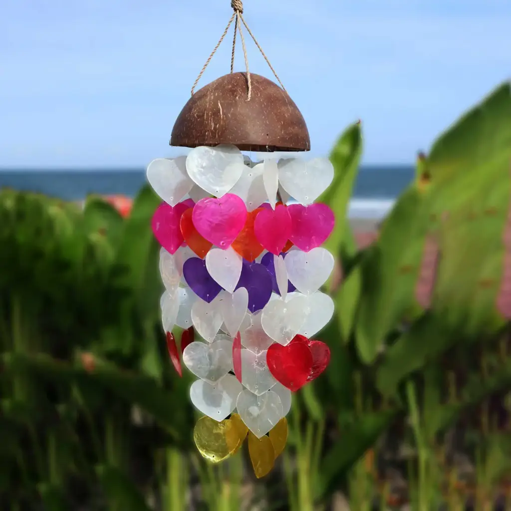 Coconut & Capiz Windchimes – Big Hearts – 40cm | www.artisangoods.co.uk 3 Coconut & Capiz Windchimes – Big Hearts – 40cm | www.artisangoods.co.uk 3