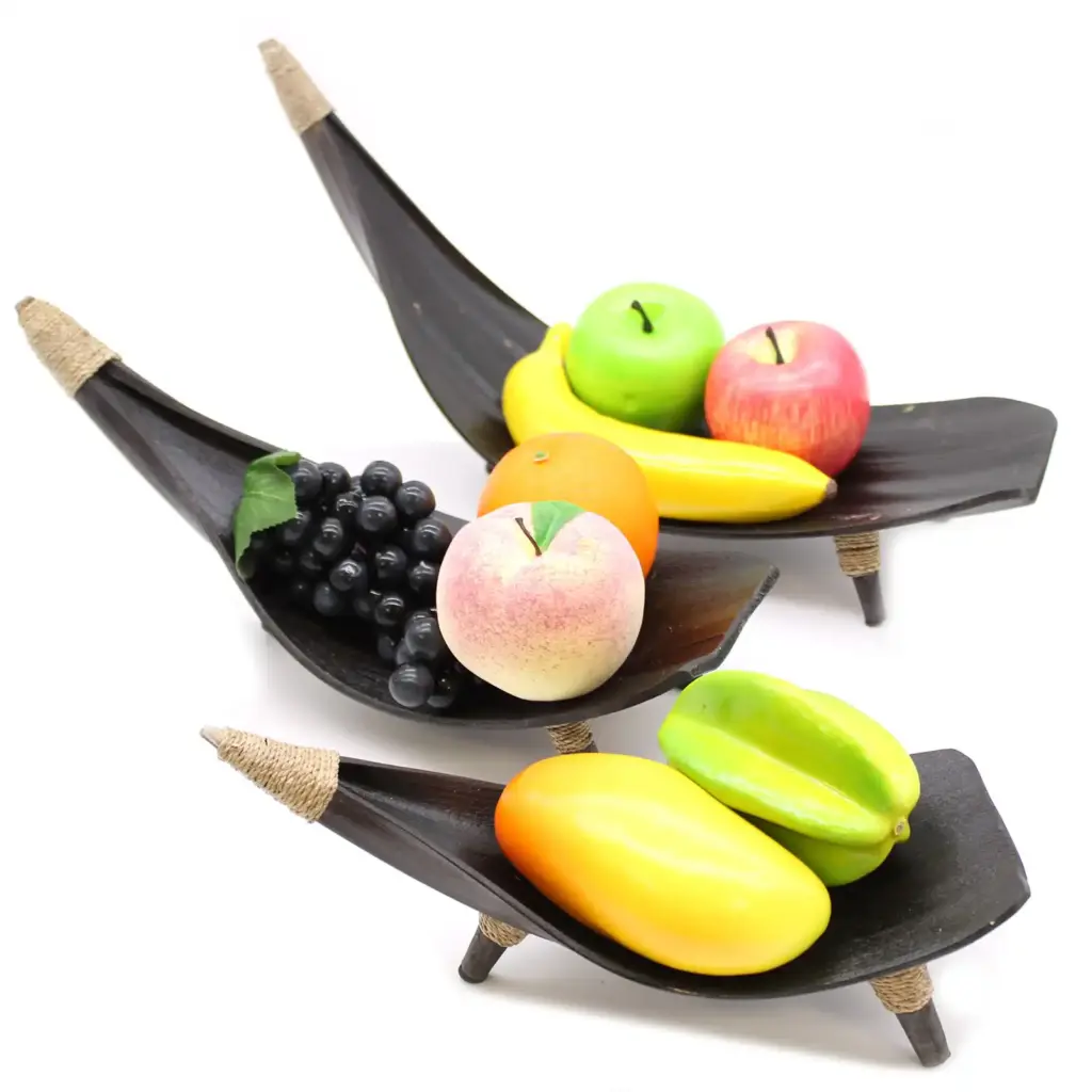 Coconut Leaf Fruit Bowl Set – Chocolate | www.artisangoods.co.uk 3