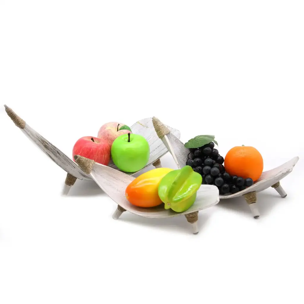 Coconut Leaf Fruit Bowl Set – Whitewash | www.artisangoods.co.uk 3