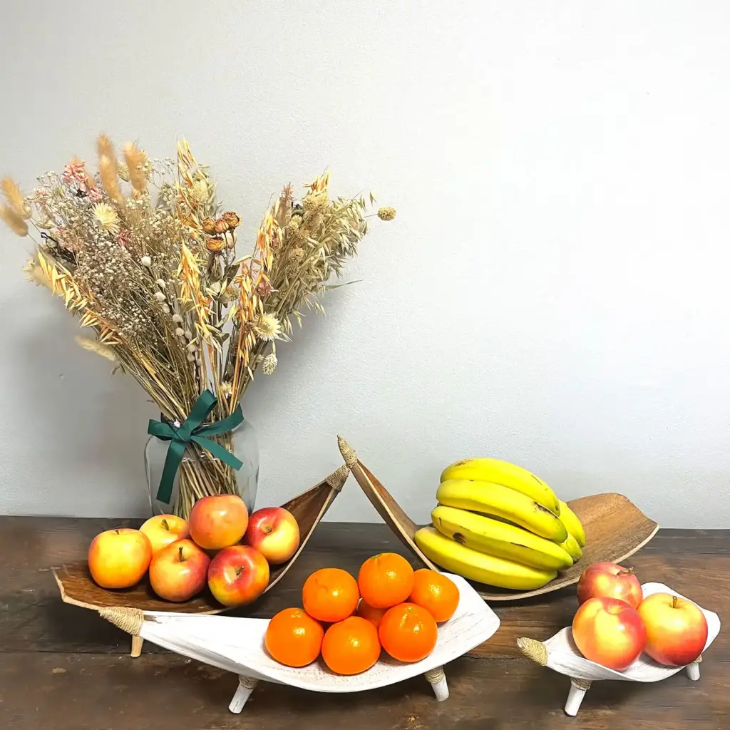 Coconut Leaf Fruit Bowl Set – Whitewash | www.artisangoods.co.uk 4