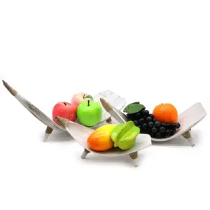 Coconut Leaf Fruit Bowl Set – Whitewash | www.artisangoods.co.uk 2