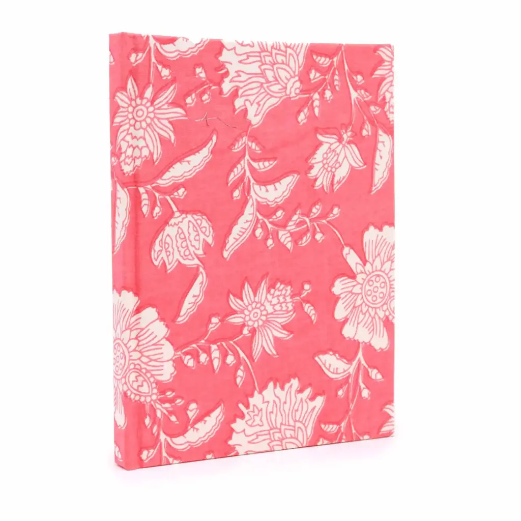 Cotton Bound Notebooks 20x15cm – 96 pages – Pink Floral | www.artisangoods.co.uk