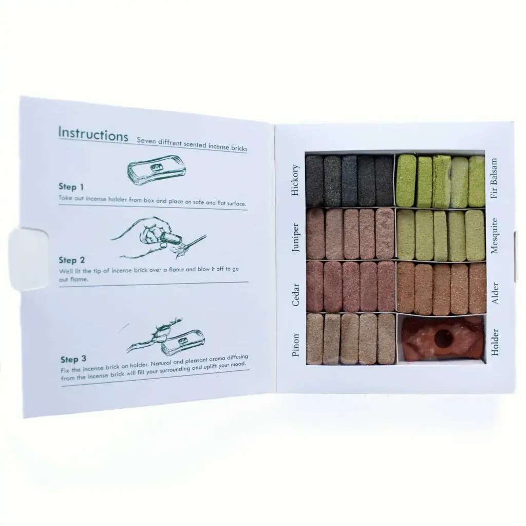 Display Set of 70 Incense Smudge Bricks and Burner – 7 Earthy Himalaya Incenso | www.artisangoods.co.uk