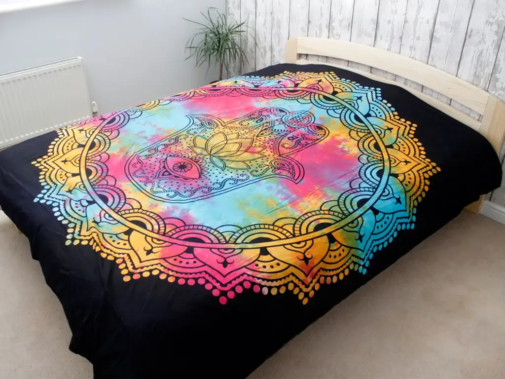 Double Cotton Bedspread + Wall Hanging – Black Hamsa | www.artisangoods.co.uk 4 Double Cotton Bedspread + Wall Hanging – Black Hamsa | www.artisangoods.co.uk 4