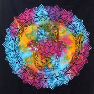 Double Cotton Bedspread + Wall Hanging – Black Hamsa | www.artisangoods.co.uk 2