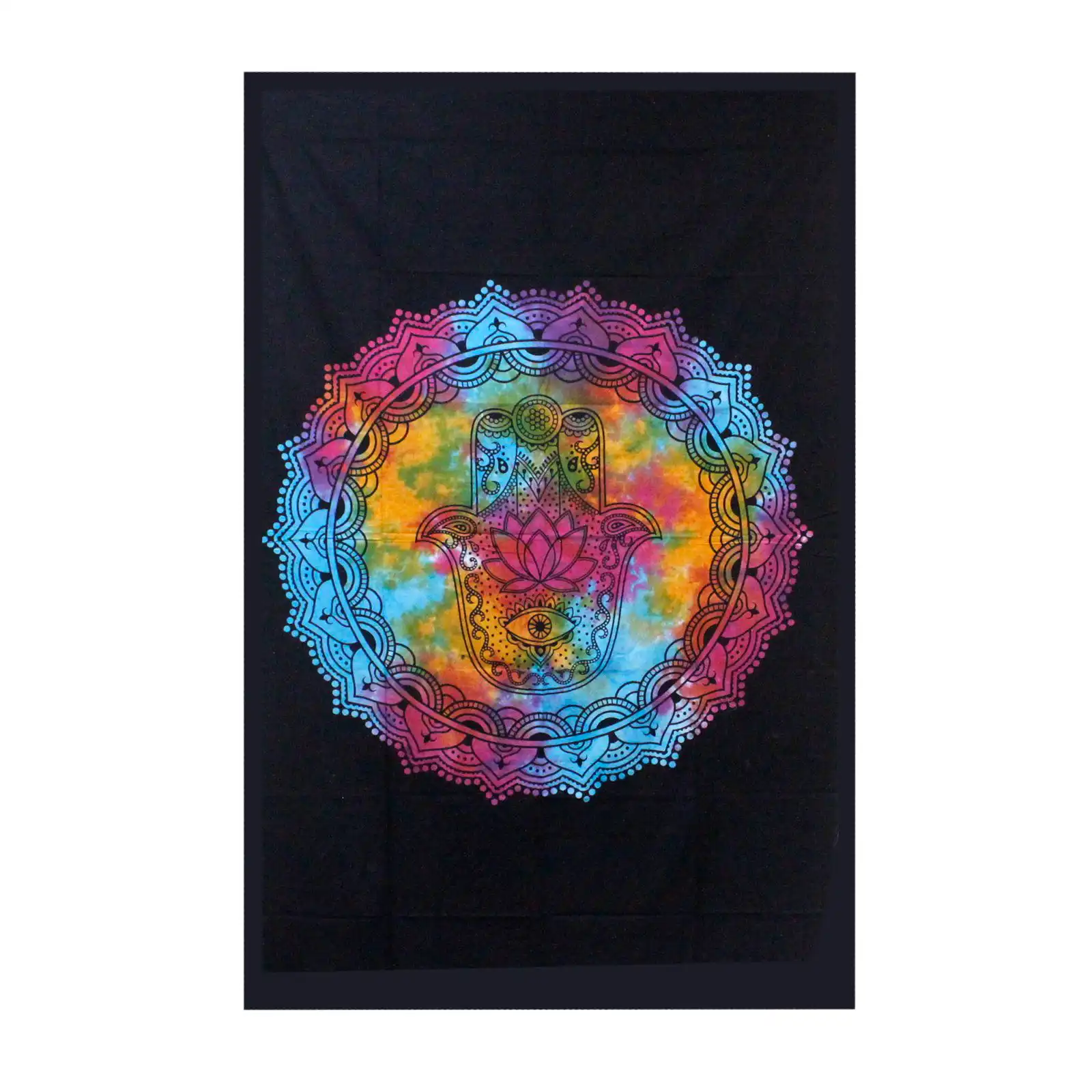 Double Cotton Bedspread + Wall Hanging – Black Hamsa | www.artisangoods.co.uk 2 Double Cotton Bedspread + Wall Hanging – Black Hamsa | www.artisangoods.co.uk 1