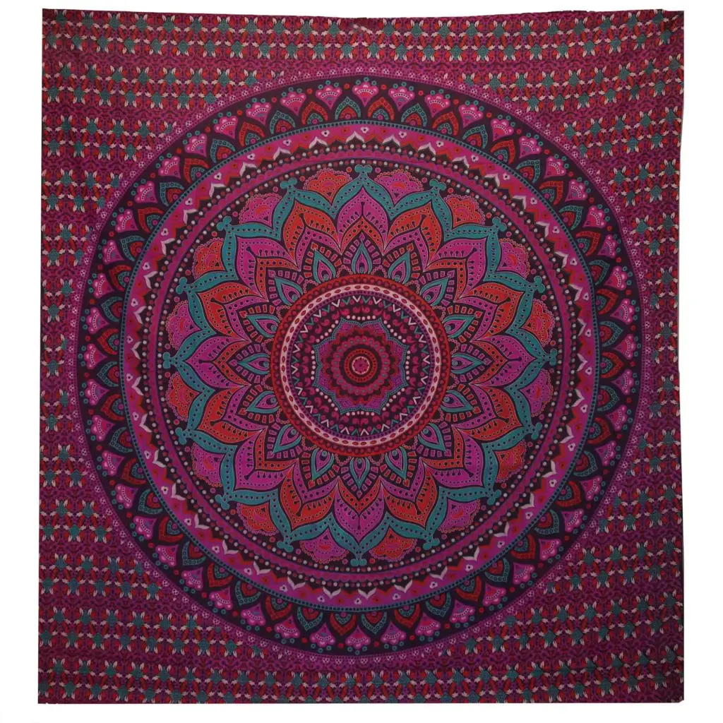 Double Cotton Bedspread + Wall Hanging – Classic Mandala – Purple | www.artisangoods.co.uk