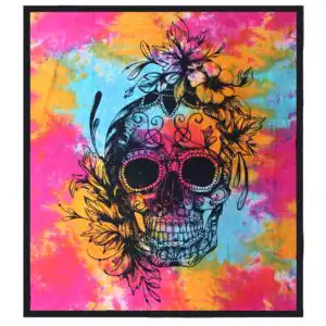 Double Cotton Bedspread + Wall Hanging – Day of the Dead Skull | www.artisangoods.co.uk
