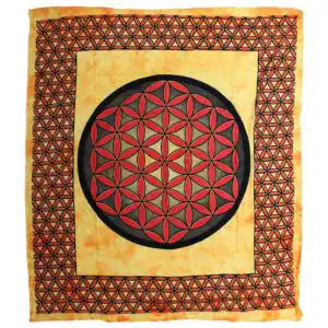 Double Cotton Bedspread + Wall Hanging – Flower of Life – Orange | www.artisangoods.co.uk