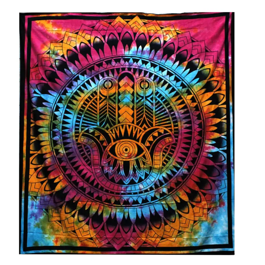 Double Cotton Bedspread + Wall Hanging – Hamsa | www.artisangoods.co.uk