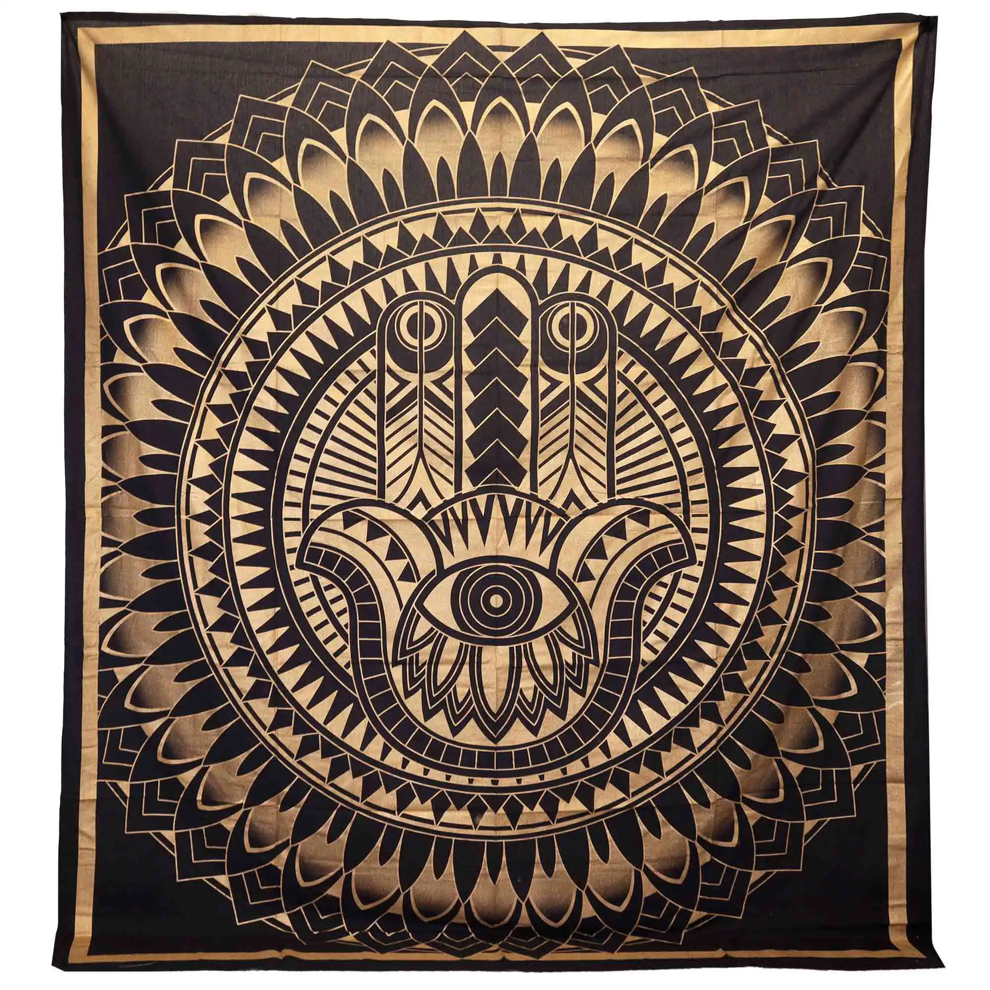 Double Cotton Bedspread + Wall Hanging – Hamsa – Black Gold | www.artisangoods.co.uk 2 Double Cotton Bedspread + Wall Hanging – Hamsa – Black Gold | www.artisangoods.co.uk 1