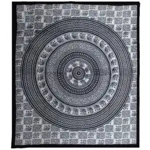 Double Cotton Bedspread + Wall Hanging – Mono – Elephant Mandala | www.artisangoods.co.uk