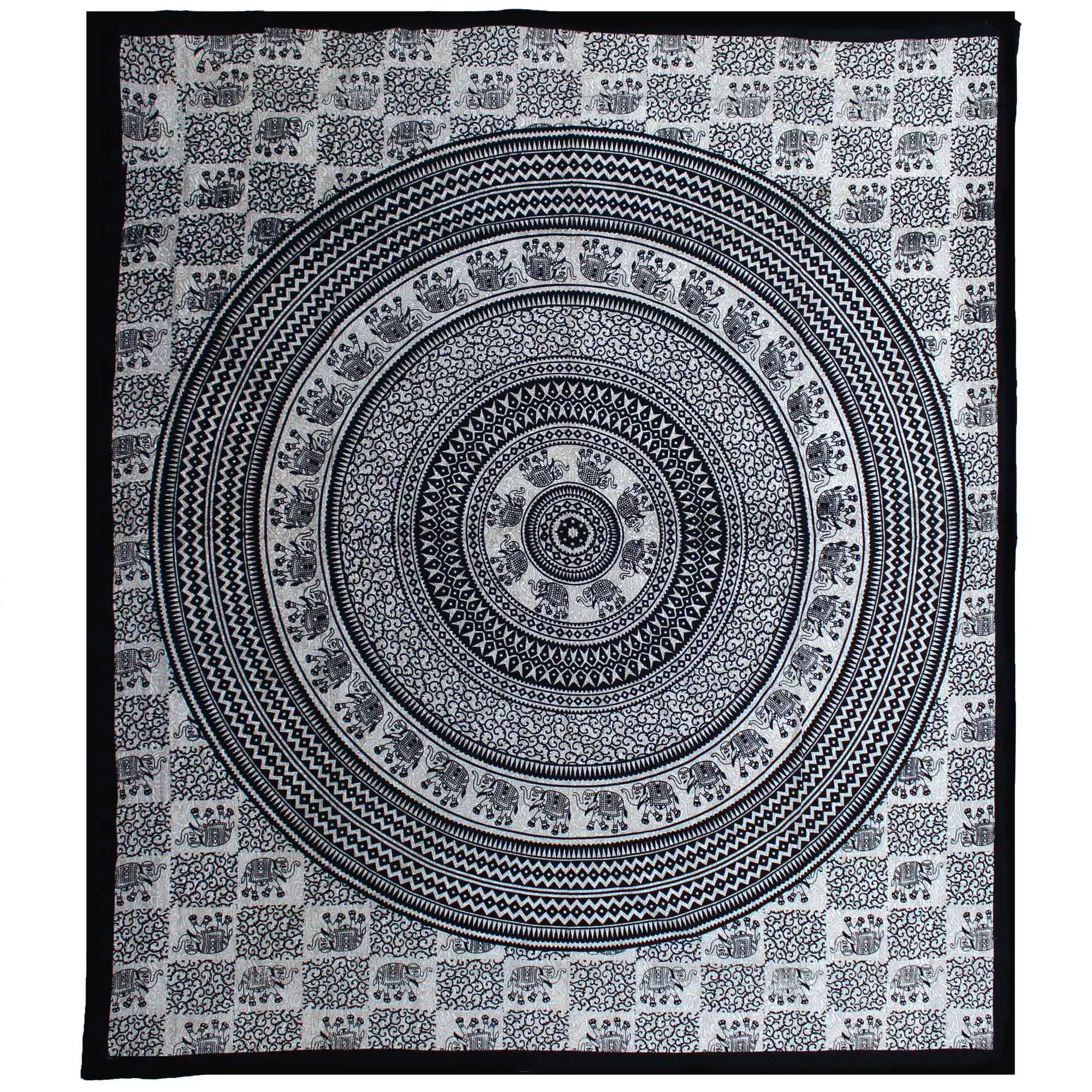 Double Cotton Bedspread + Wall Hanging – Mono – Elephant Mandala | www.artisangoods.co.uk 2 Double Cotton Bedspread + Wall Hanging – Mono – Elephant Mandala | www.artisangoods.co.uk