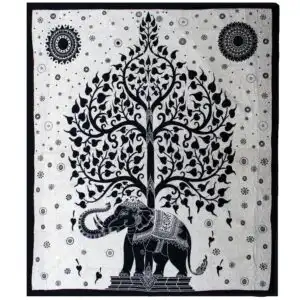 Double Cotton Bedspread + Wall Hanging – Mono – Elephant Tree | www.artisangoods.co.uk