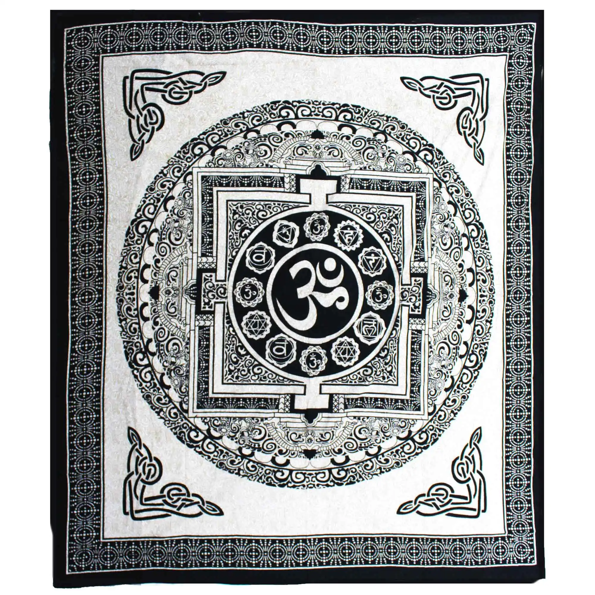 Double Cotton Bedspread + Wall Hanging – Mono – OM Mandala | www.artisangoods.co.uk 2 Double Cotton Bedspread + Wall Hanging – Mono – OM Mandala | www.artisangoods.co.uk