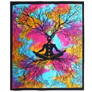 Double Cotton Bedspread + Wall Hanging – Yoga Tree | www.artisangoods.co.uk