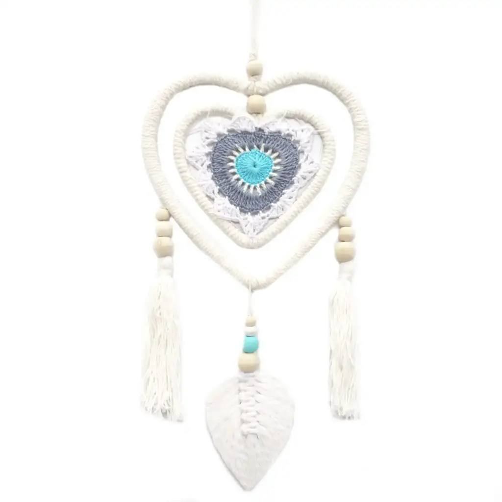 Dream Catcher – Medium Blue Heart in Heart | www.artisangoods.co.uk 2