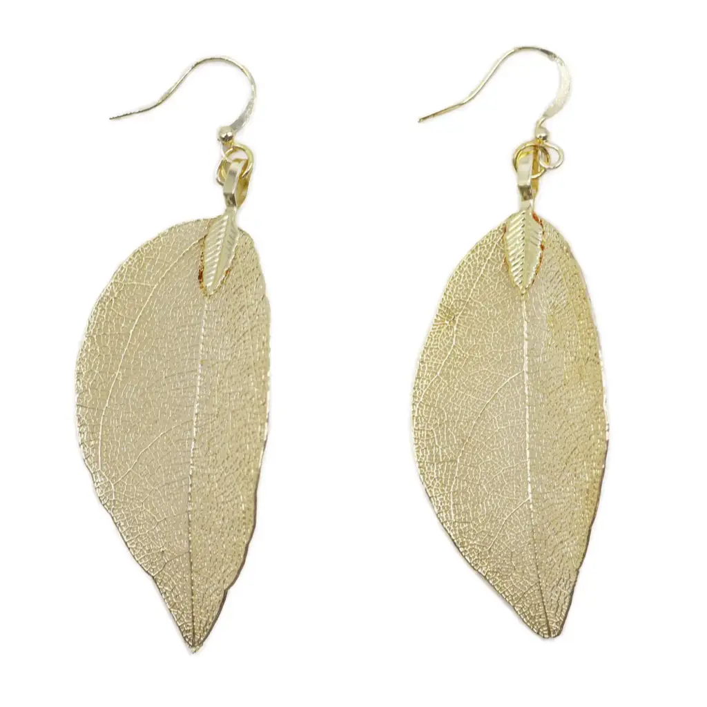 Earrings – Bravery Leaf – Gold | www.artisangoods.co.uk