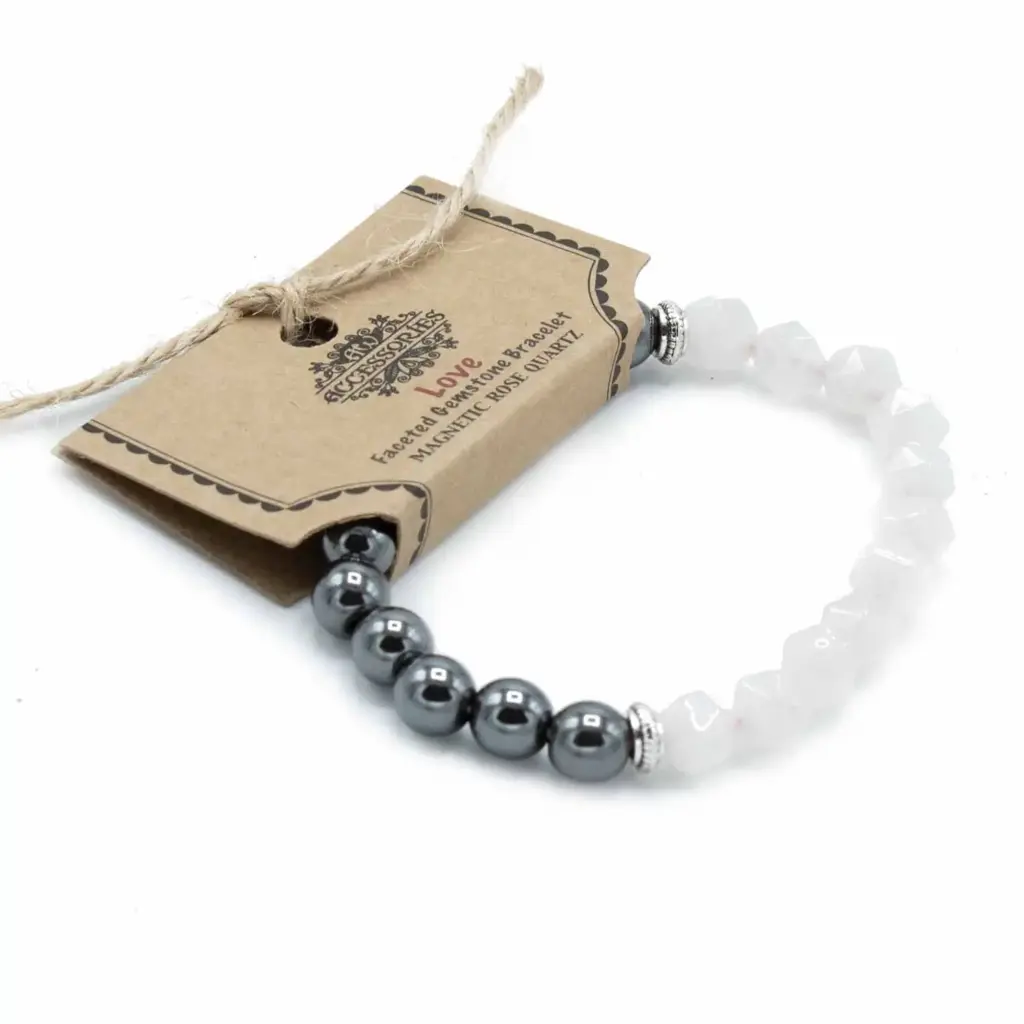 Faceted Gemstone Bracelet – Magnetc Rose Quatz | www.artisangoods.co.uk