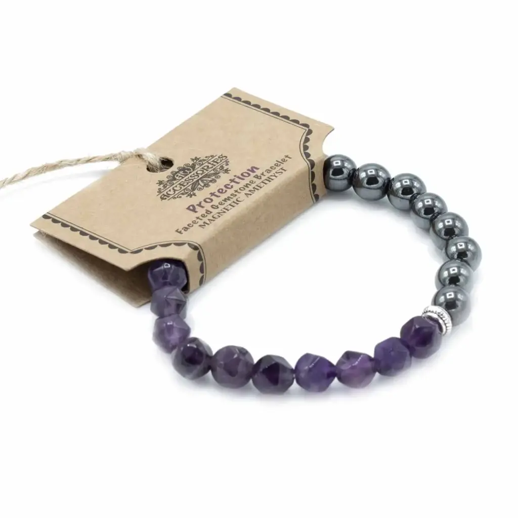 Faceted Gemstone Bracelet – Magnetic Amethyst | www.artisangoods.co.uk