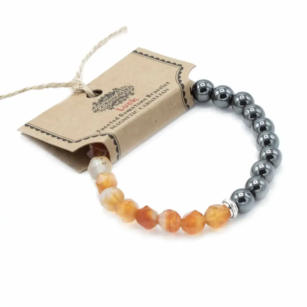Faceted Gemstone Bracelet – Magnetic Carnelian | www.artisangoods.co.uk