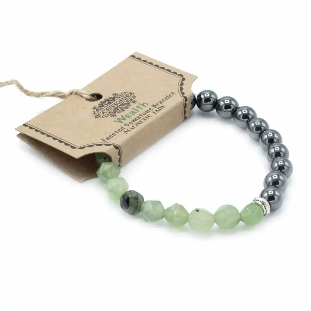 Faceted Gemstone Bracelet – Magnetic Jade | www.artisangoods.co.uk