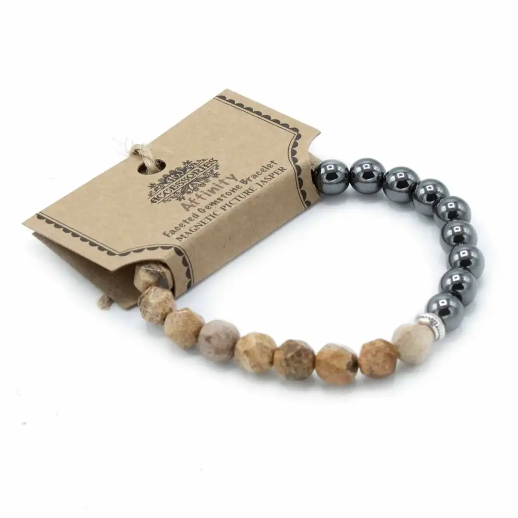 Faceted Gemstone Bracelet – Magnetic Picture Jasper | www.artisangoods.co.uk