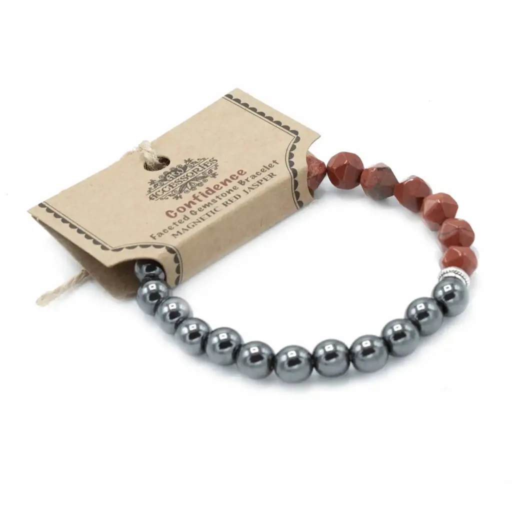 Faceted Gemstone Bracelet – Magnetic Red Jasper | www.artisangoods.co.uk