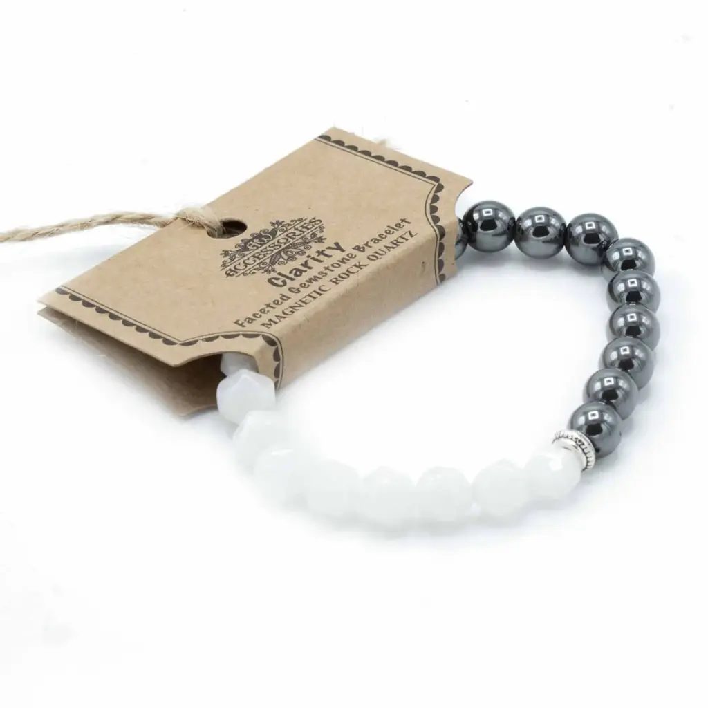 Faceted Gemstone Bracelet – Magnetic Rock Quartz | www.artisangoods.co.uk