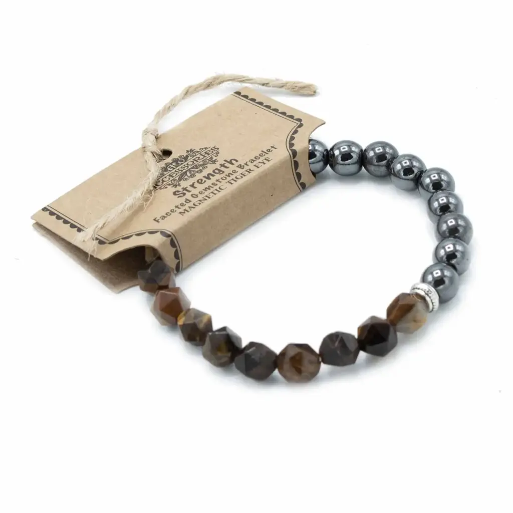 Faceted Gemstone Bracelet – Magnetic Tiger Eye | www.artisangoods.co.uk