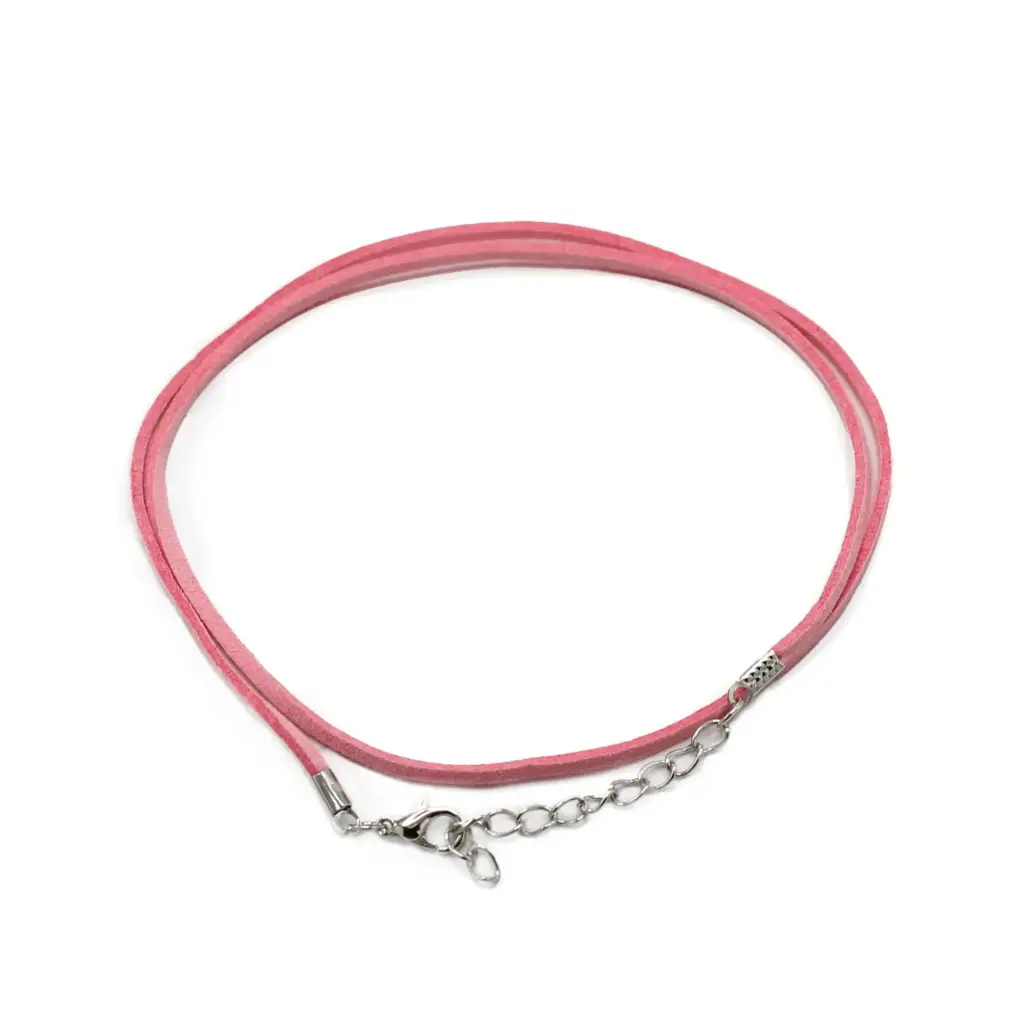 Faux Leather Pendant Cord –  2.5mm x 55cm – Pink A064 | www.artisangoods.co.uk