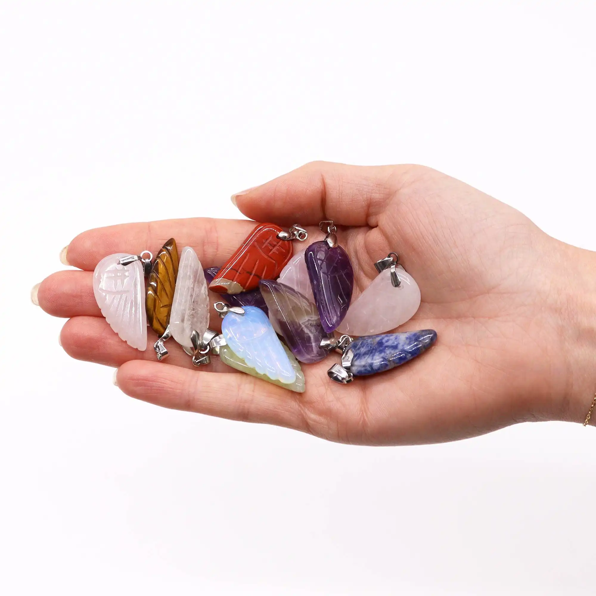 Gemstone Angel Wings Pendants (12 assorted) 28x15mm | www.artisangoods.co.uk 3 Gemstone Angel Wings Pendants (12 assorted) 28x15mm | www.artisangoods.co.uk 2