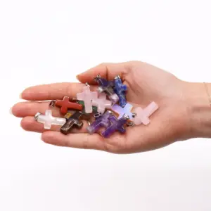 Gemstone Crosses Pendants (12 assorted) 25x18mm | www.artisangoods.co.uk 2