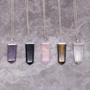 Gemstone Flat Pencil Pendant – Amethyst | www.artisangoods.co.uk 1