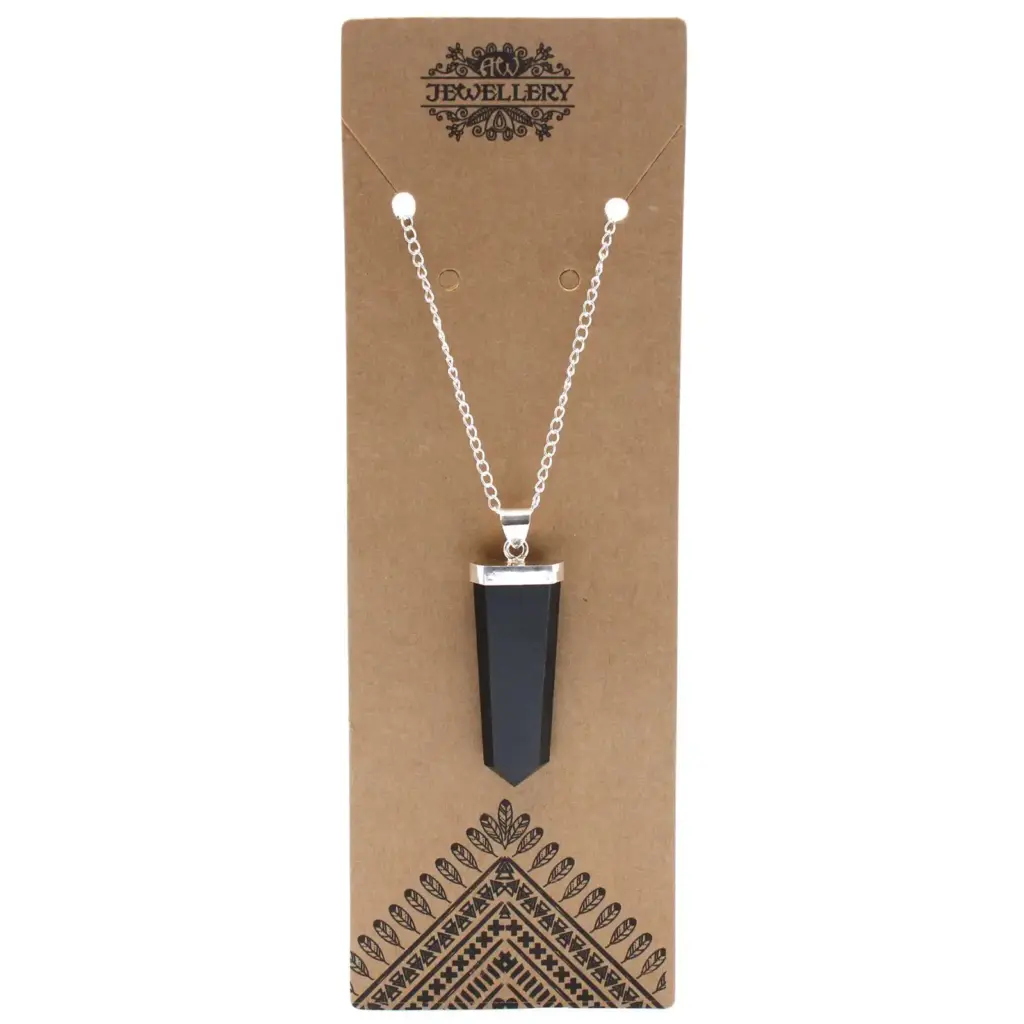 Gemstone Flat Pencil Pendant – Black Agate | www.artisangoods.co.uk 2