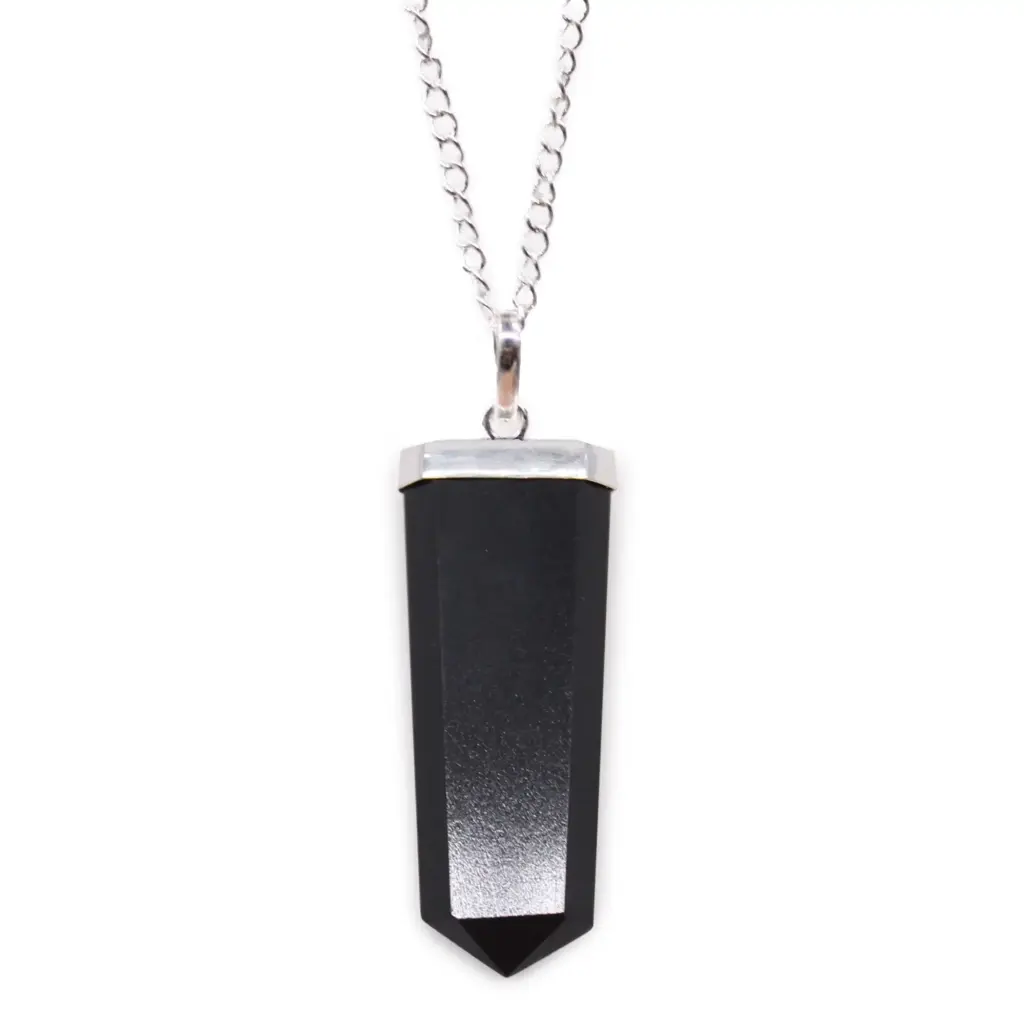 Gemstone Flat Pencil Pendant – Black Agate | www.artisangoods.co.uk
