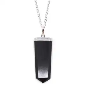 Gemstone Flat Pencil Pendant – Black Agate | www.artisangoods.co.uk 1