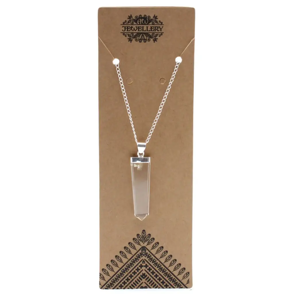 Gemstone Flat Pencil Pendant – Rock Quartz | www.artisangoods.co.uk 2
