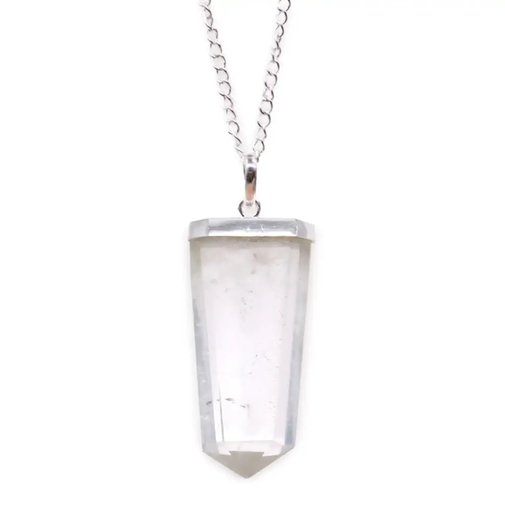 Gemstone Flat Pencil Pendant – Rock Quartz | www.artisangoods.co.uk