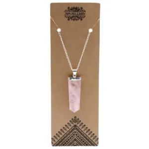 Gemstone Flat Pencil Pendant – Rose Quartz | www.artisangoods.co.uk 2