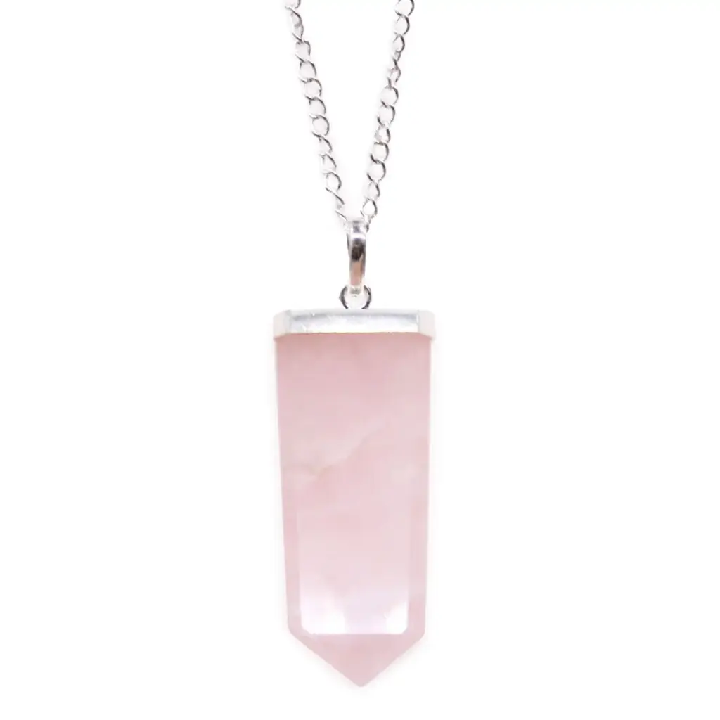 Gemstone Flat Pencil Pendant – Rose Quartz | www.artisangoods.co.uk