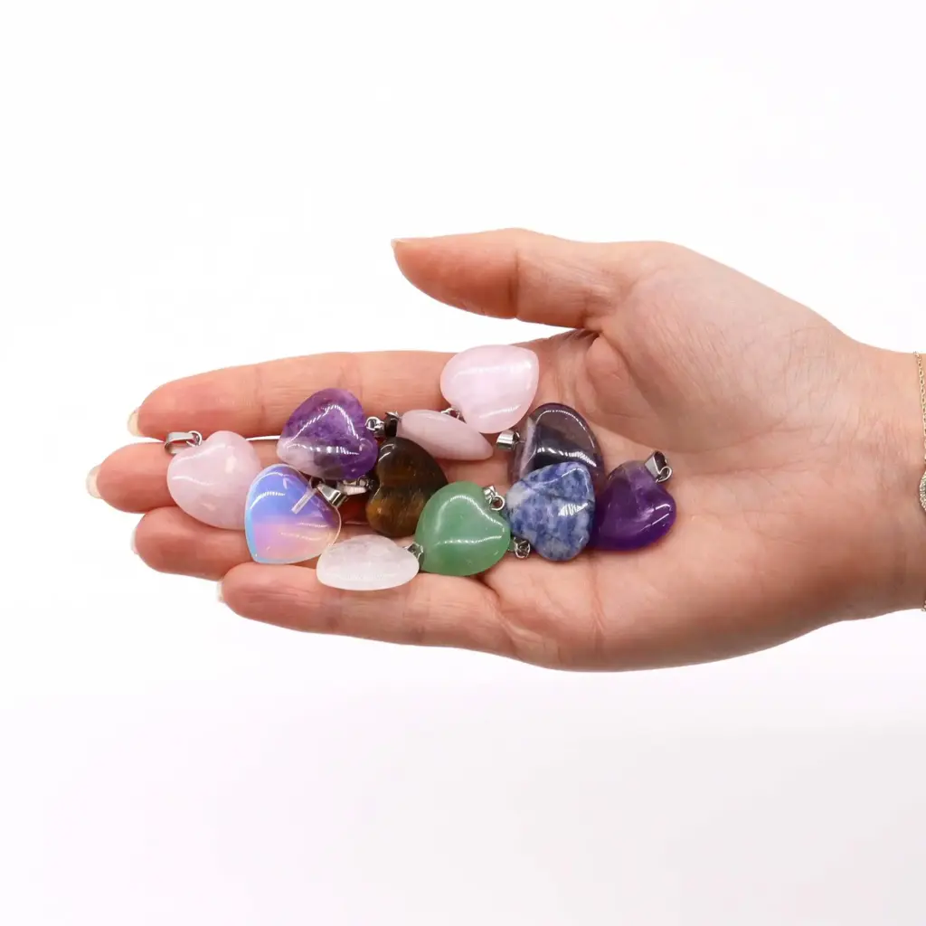 Gemstone Heart Pendants (12 assorted) 20x6mm | www.artisangoods.co.uk 2 Gemstone Heart Pendants (12 assorted) 20x6mm | www.artisangoods.co.uk 2