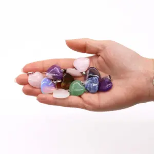 Gemstone Heart Pendants (12 assorted) 20x6mm | www.artisangoods.co.uk 2