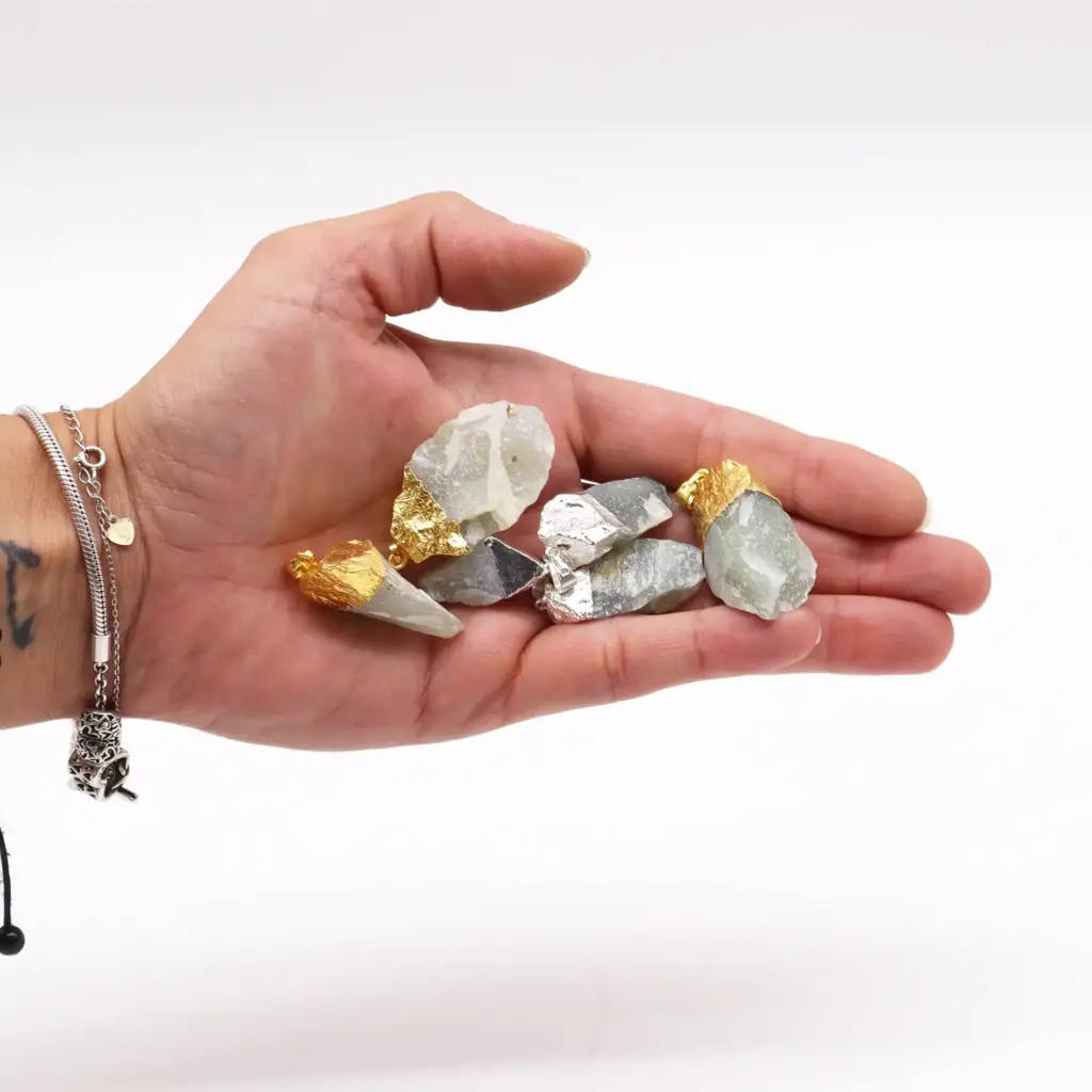 Gemstone Indian Jade Gold & Silver Plated Pendants (6 assorted) | www.artisangoods.co.uk