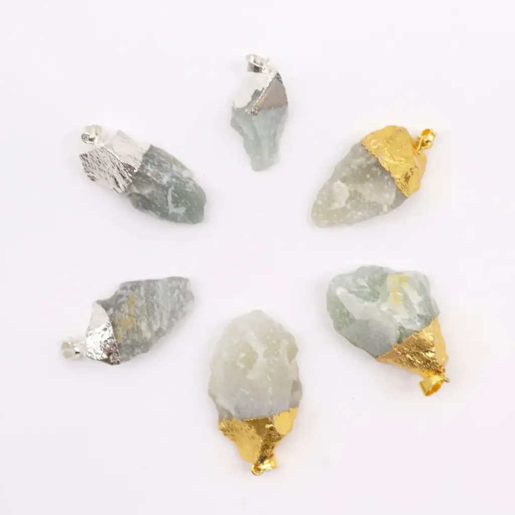 Gemstone Indian Jade Gold & Silver Plated Pendants (6 assorted) | www.artisangoods.co.uk 2 Gemstone Indian Jade Gold & Silver Plated Pendants (6 assorted) | www.artisangoods.co.uk 2