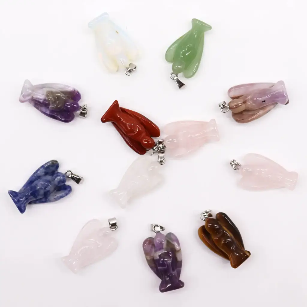Gemstone Mini Angels Pendants (12 assorted) 26x18mm | www.artisangoods.co.uk