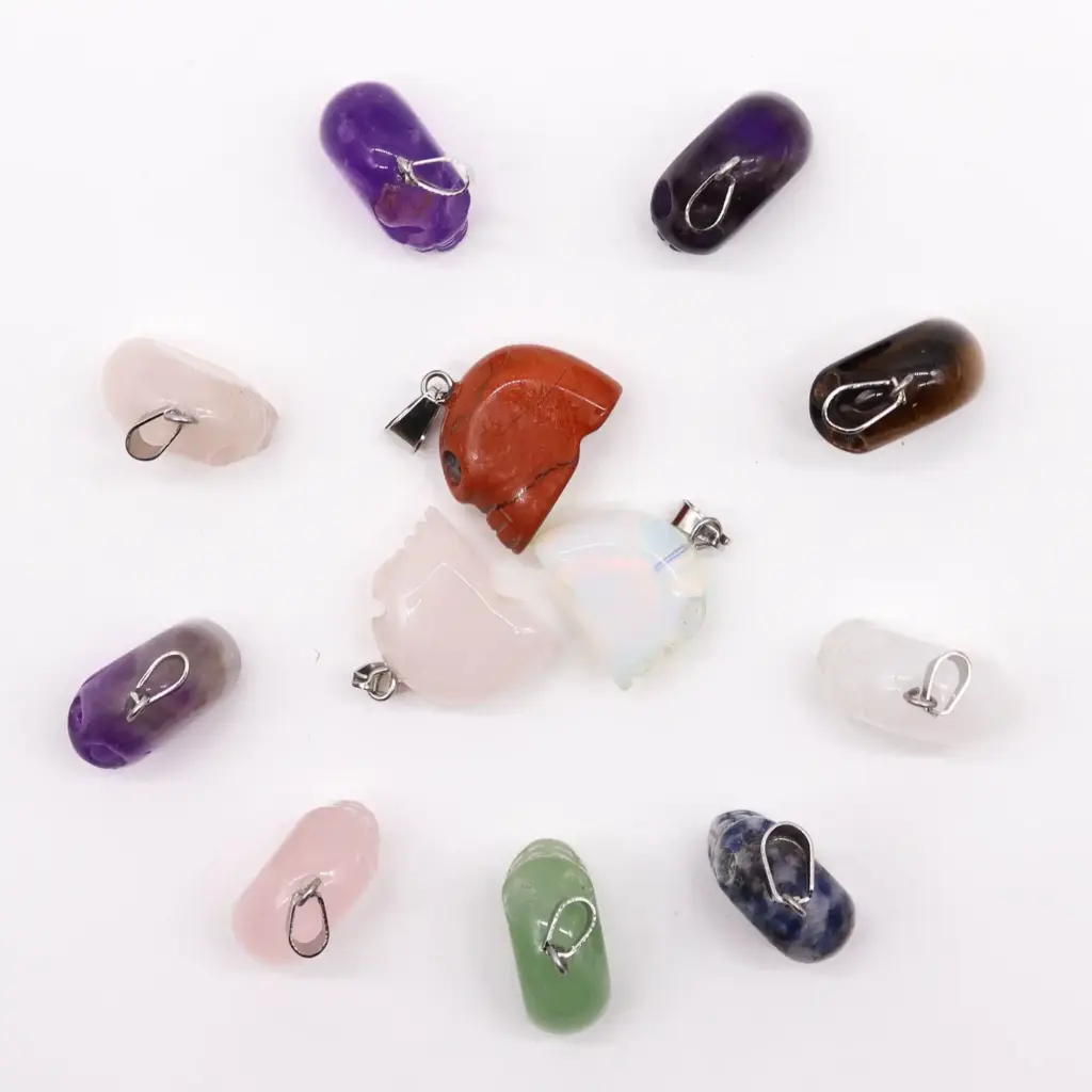 Gemstone Mini Skulls Pendants (12 assorted) 20x15mm | www.artisangoods.co.uk