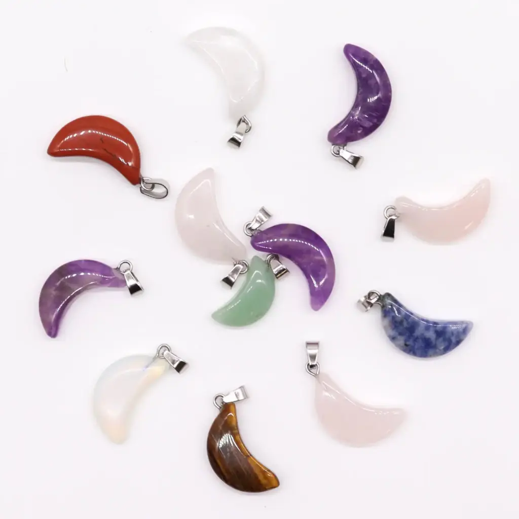 Gemstone Moons Pendants (12 assorted) 20x13mm | www.artisangoods.co.uk 2