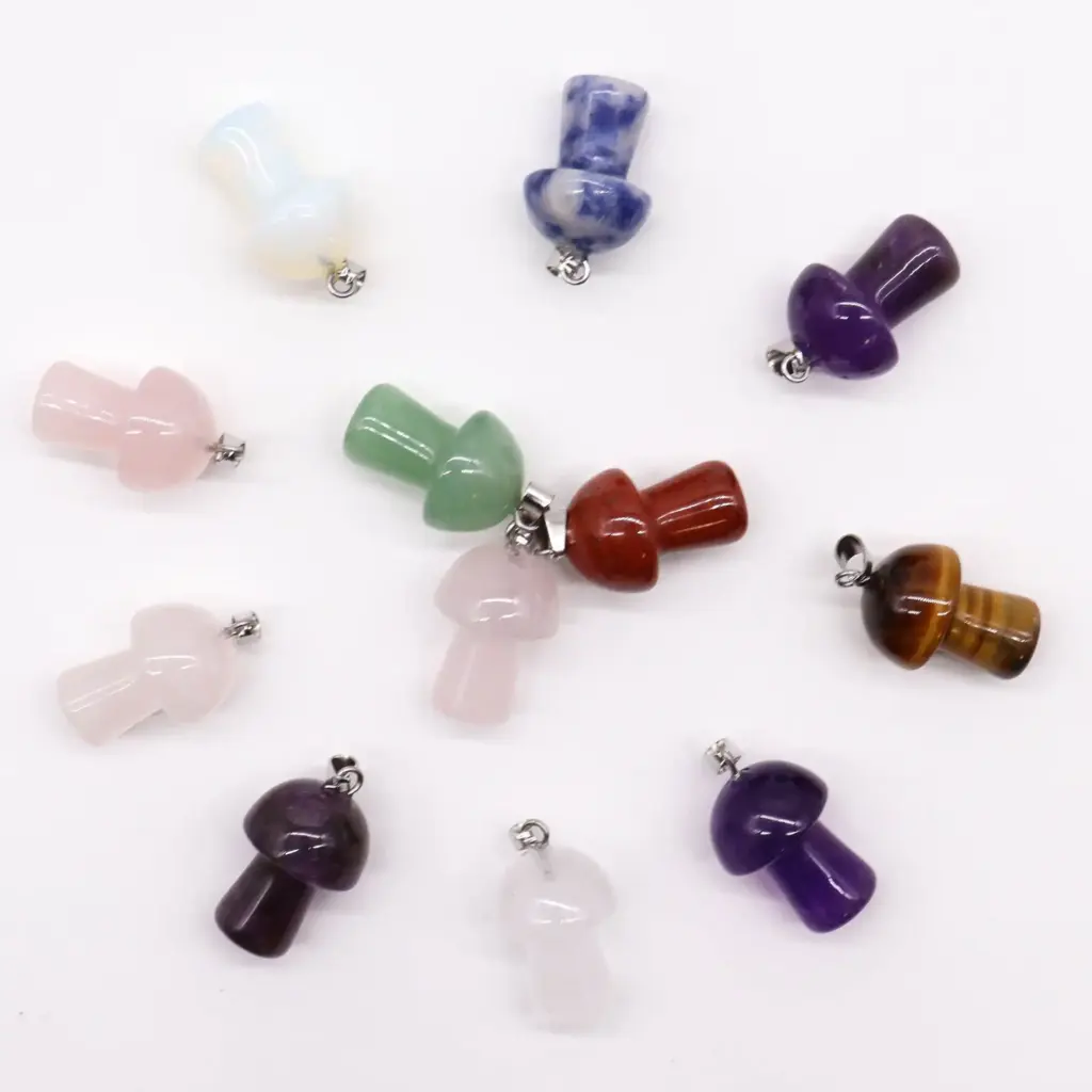 Gemstone Mushrooms Pendants (12 assorted) 20x15mm | www.artisangoods.co.uk